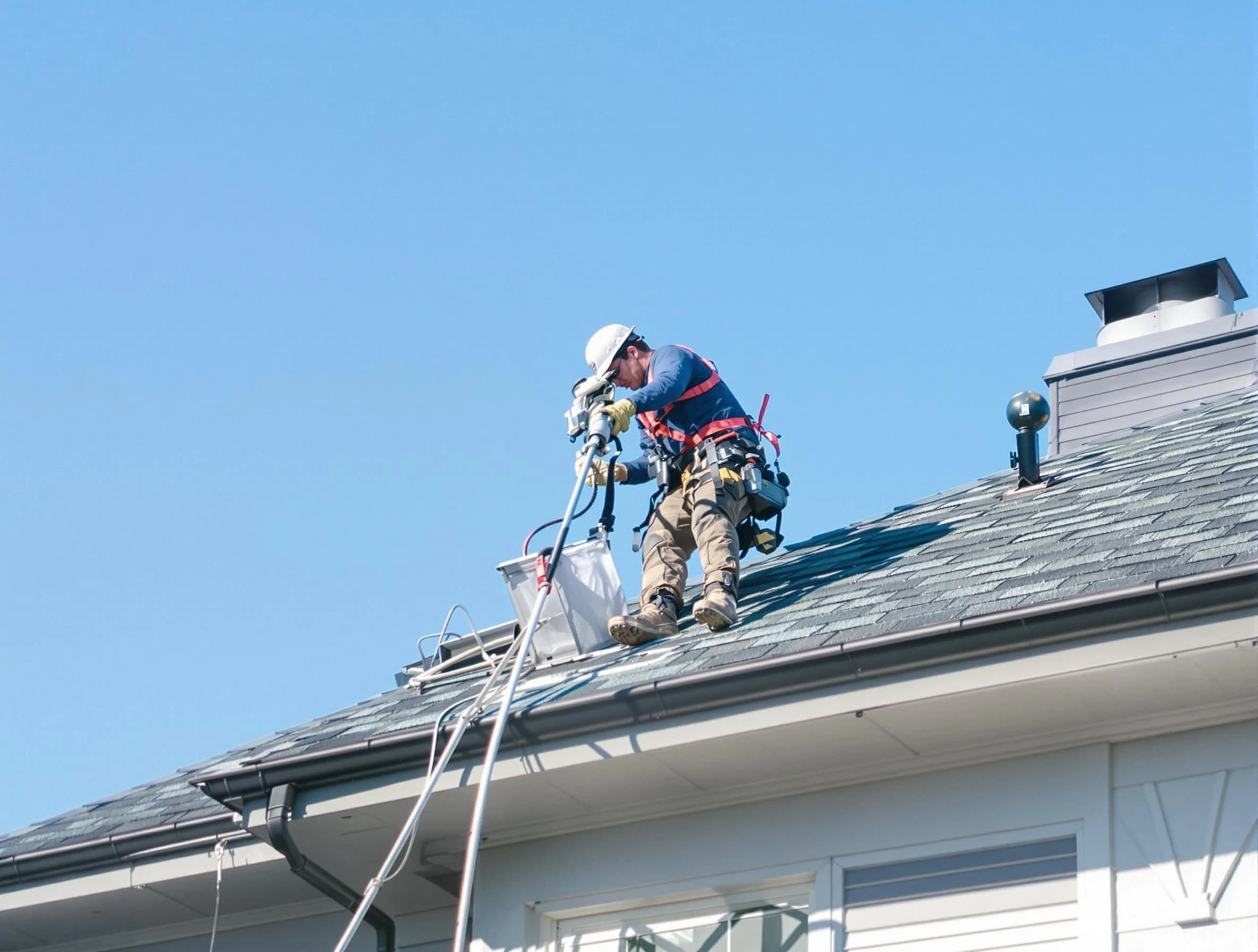 Springfield Dryer Vent Cleaning certified technician cleaning a roof-mounted dryer vent system in Springfield