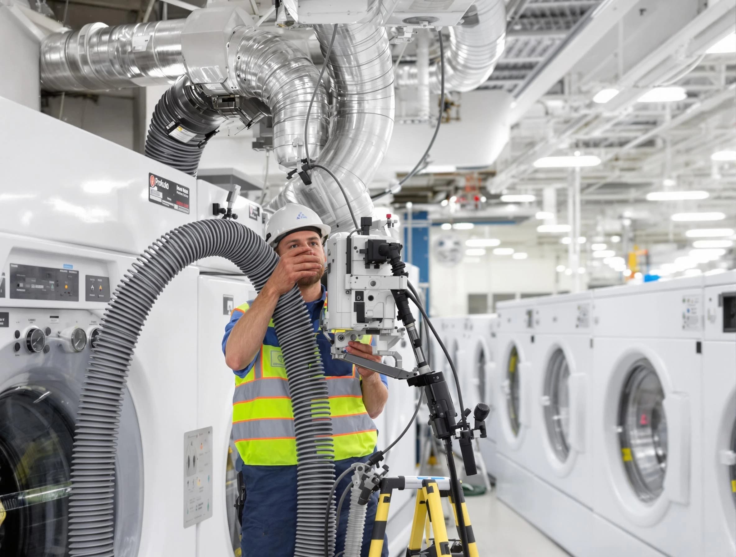 Springfield Dryer Vent Cleaning team performing commercial-grade dryer vent cleaning at a business facility in Springfield