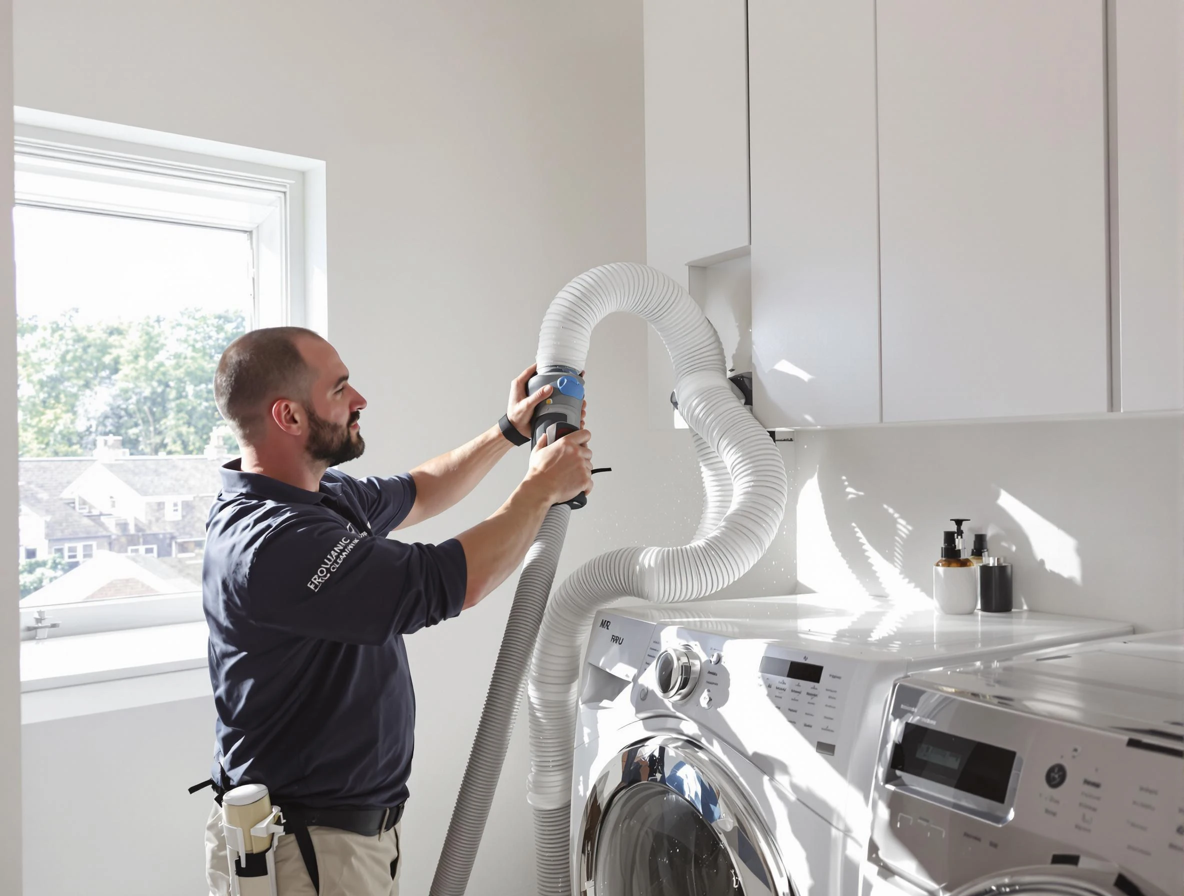 Certified Springfield Dryer Vent Cleaning technician performing dryer vent cleaning in Springfield