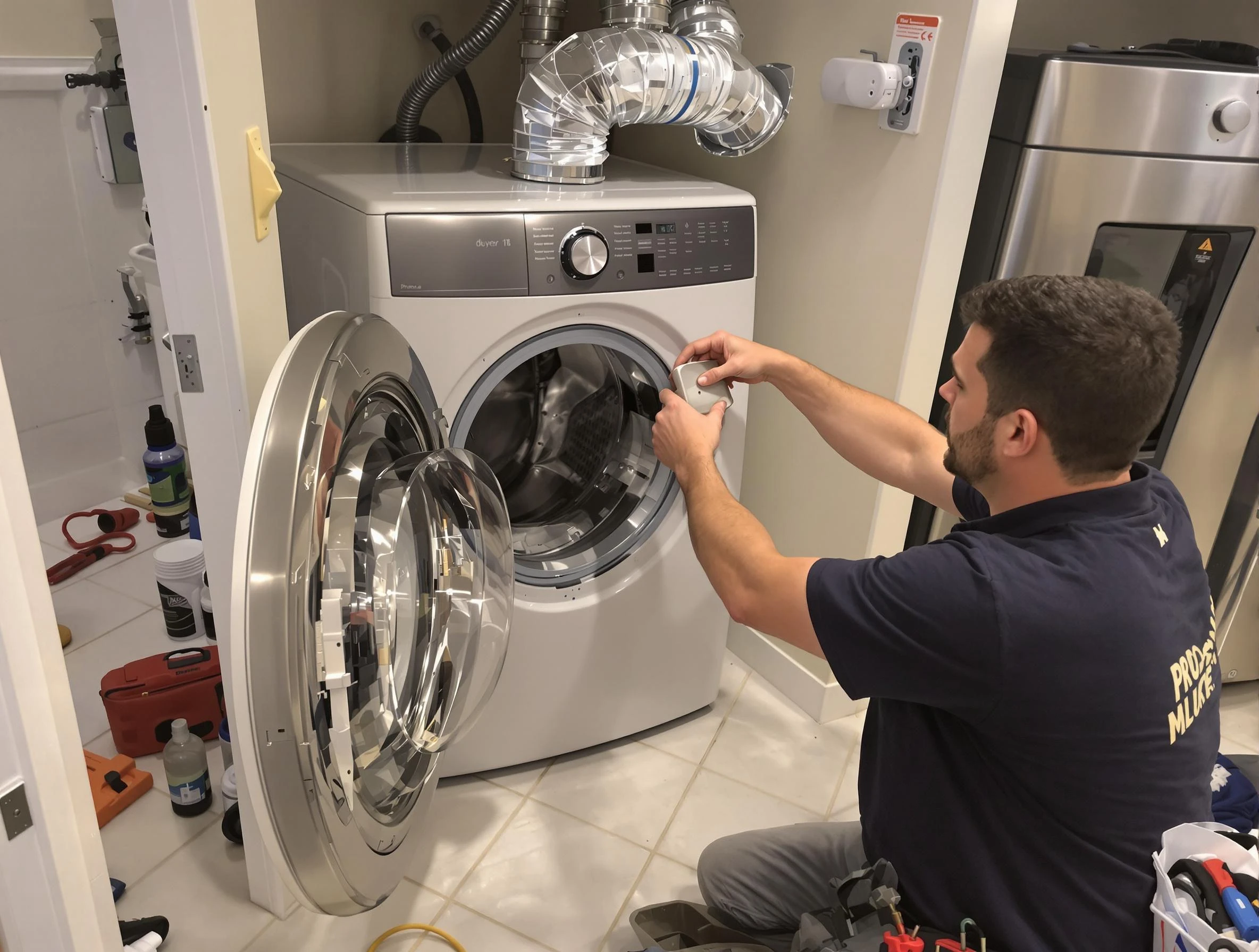 Springfield Dryer Vent Cleaning technician performing precise dryer vent hose installation in Springfield